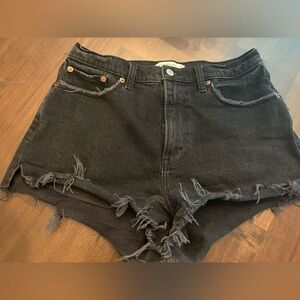 Abercrombie & Fitch Curve Love black denim high rise mom shorts Size 8/29